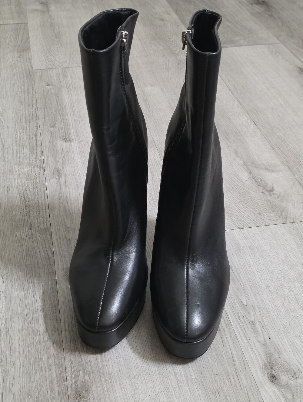 Mango Platform Leather Ankle Boot Sz:41